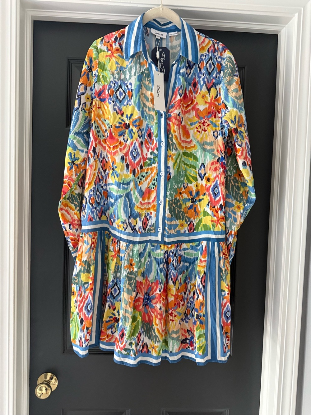 NWT Tolani Hatty Peacock Multicolor Printed Mini Dress